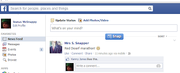 Facebookin Snapper-tila-kuvakaappaus