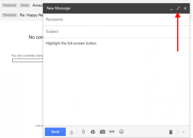 gmail-koko näytön-painike