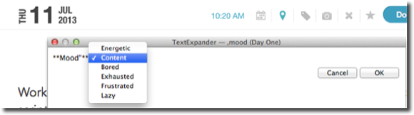 TextExpander-muodon tunnelma