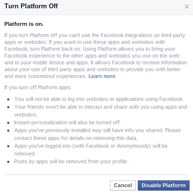 Facebookin Poista-Platform