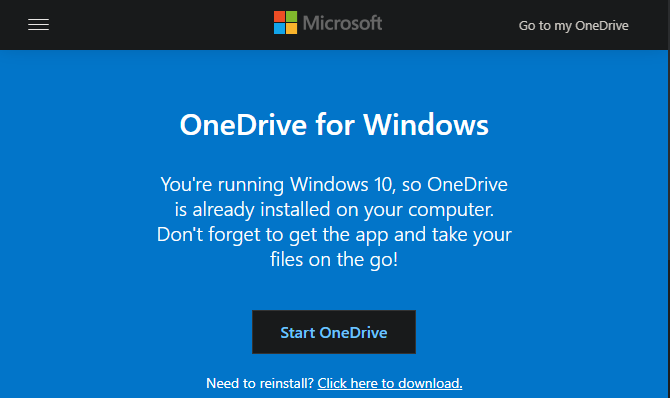 Windows 10 OneDrive -sivusto