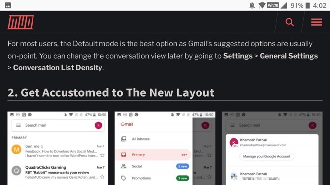 Tumma lukija Firefox Android Dark Mode