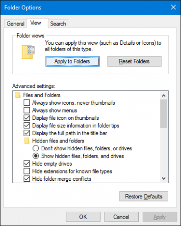 Windows 10 File Explorer -kansioasetukset