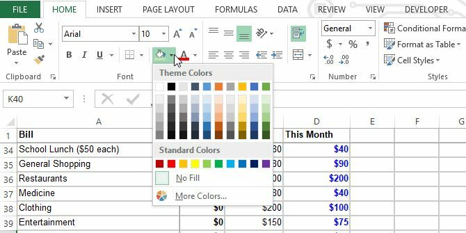 Excel-muotoilu täyttötyökalun avulla