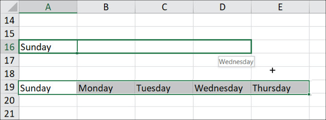 Excel-automaattisen täytön viikonpäivät