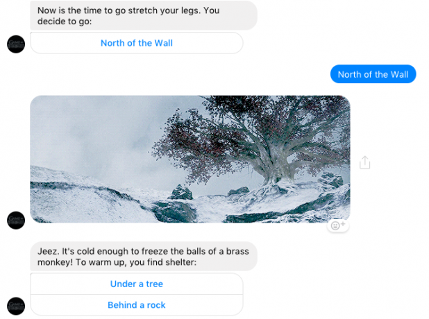 facebook messenger -bottipeli valtaistuimien selviytymisestä