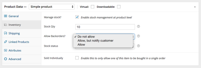 Viisi parasta tapaa luoda verkkokauppa WooCommerce Simple Product Inventory -välilehti 670x227