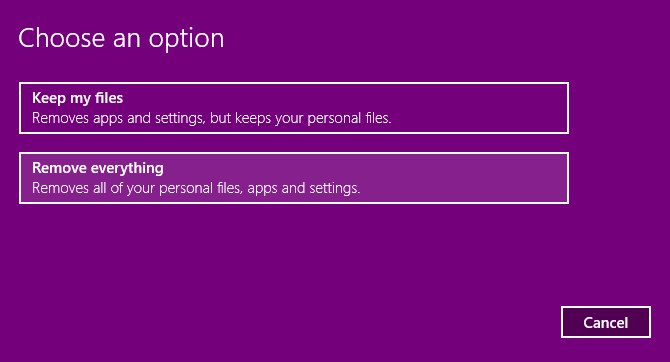 Valitse, kuinka Windows 10 nollataan
