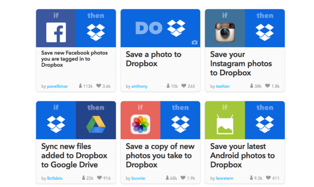 IFTTT Dropbox-reseptit