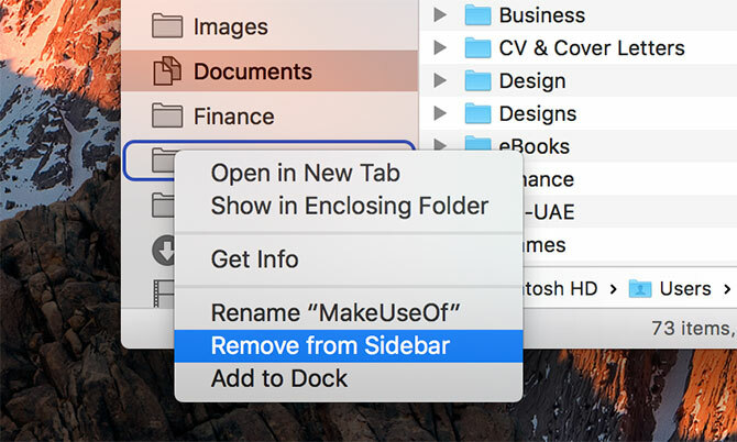 macOS Finder Sidebar -kansio