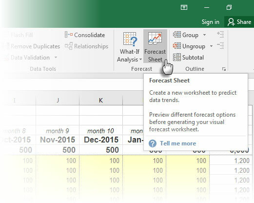 Sääennuste Excel 2016: lla