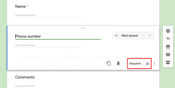 Google Sheets, yhteyslomake