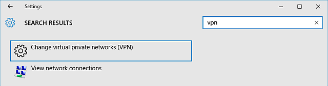 Windows 10 VPN -asetukset-paneeli