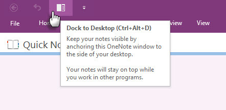 Microsoft OneNote - Telakointi työpöydälle