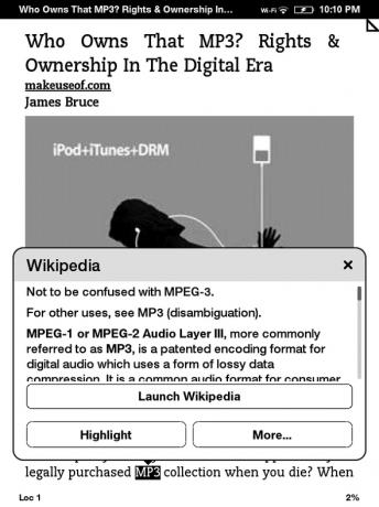 Piilotetut Kindle-ominaisuudet, jotka sinun on tiedettävä korostamaan lisää Wikipedia MP3