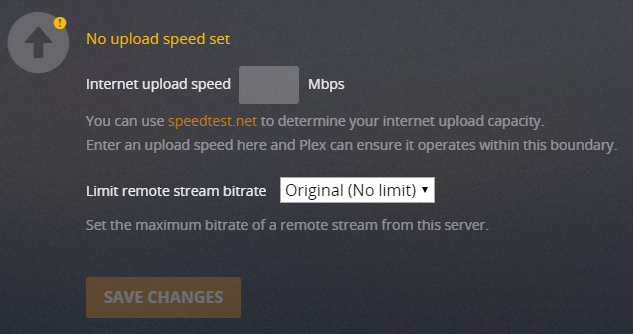 plex rajoittaa lähetysnopeutta