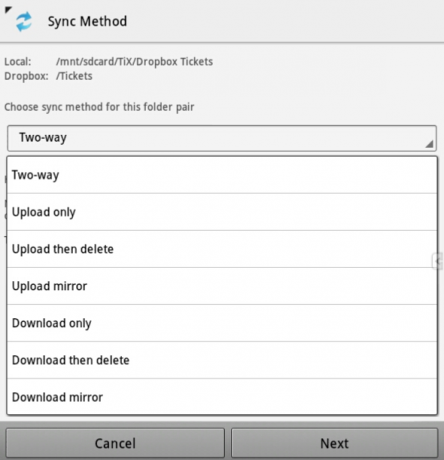 android dropbox -sovellus