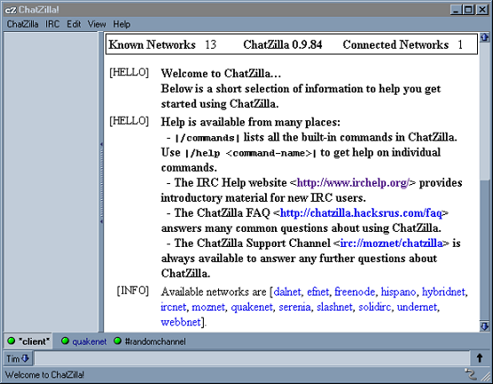 chatZillaStartup - miten luoda IRC-kanava