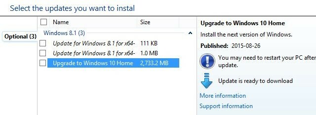 Valinnainen Windows 10 -päivityspäivitys