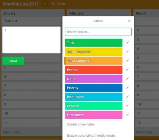 Bullet Journal Labeling System