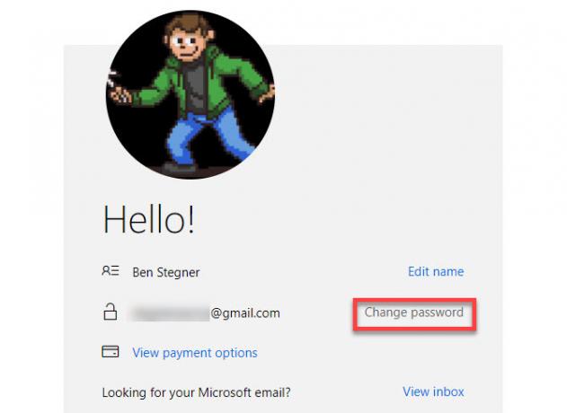 Microsoft-tilin salasanan vaihto