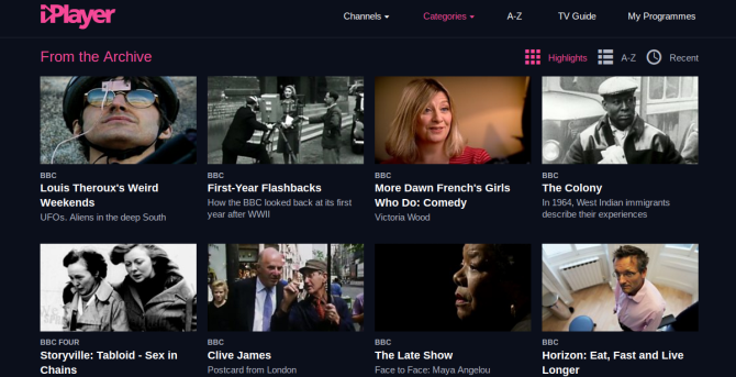 BBC iPlayer lisää vanhoja ohjelmia arkistosta arkiston kuvakaappauksesta