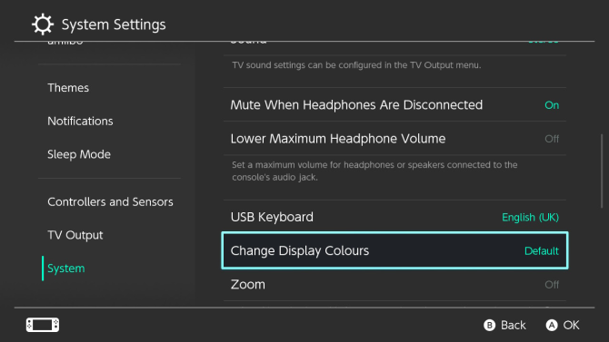 Nintendo Switch muuttaa näytön värejä