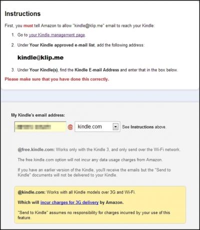 Lähetä Kindle By Klip.me: Ota kaikki lukemasi artikkelit liikkeellä ollessasi ilman Internet-yhteyttä [Chrome] -ohjeet