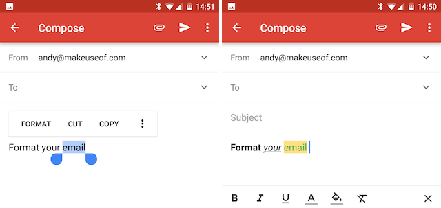 Android Gmail Alusta viestit