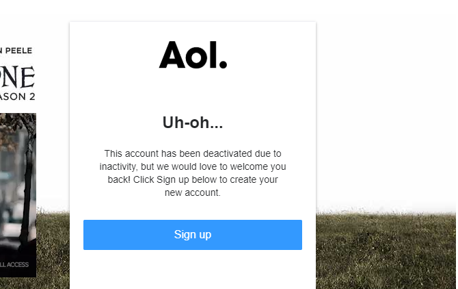 deaktivoitu toimettomuuden takia aol login