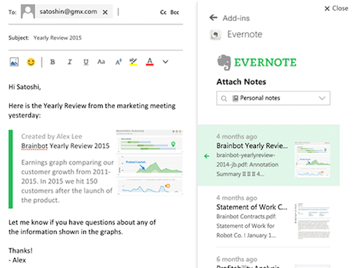 evernote näkymät