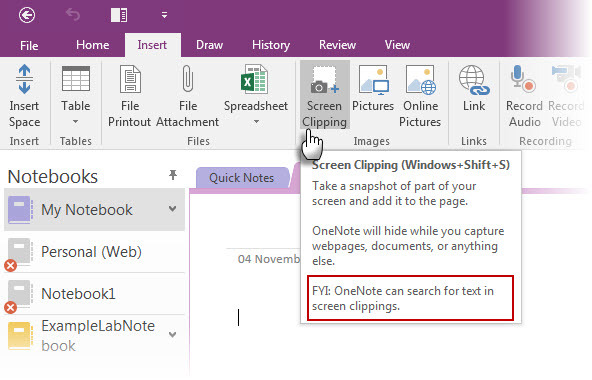 OneNote-näytön leikkaus