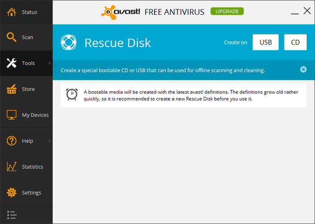 Avast - Työkalut - Pelastuslevy