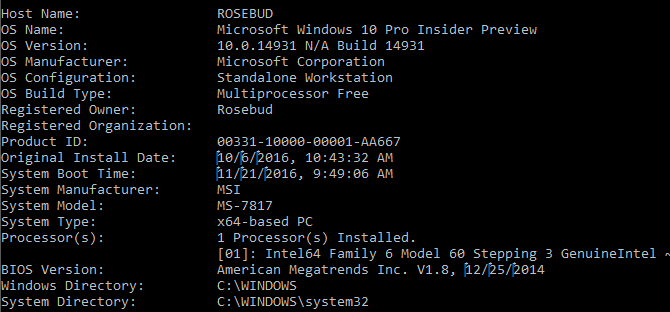 bios-version komentokehote