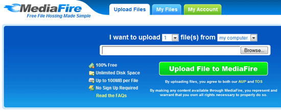 MediaFire - Rajoittamaton tiedostojen tallennustila