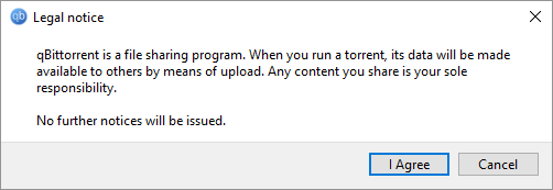 qBittorrent juridinen huomautus