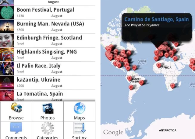 maailman festivaali-sovellus