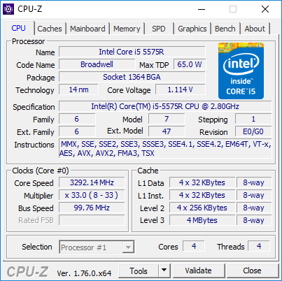 CPU-Z: n Windows-diagnostiikkakatsaus