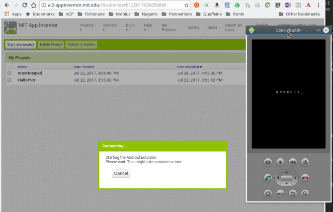 Android luo appinventor-emulaattori