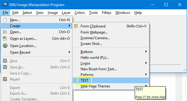 testi gimp-laajennus