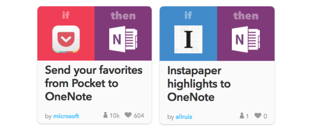 OneNote-integraatiot IFTTT-ominaisuusesimerkin kanssa