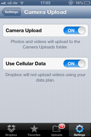 Dropbox - yksi pakollisista sovelluksista, jos sinulla on iPhonen dropboxsettings2