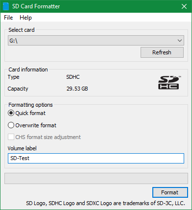 SD-kortin alustusohjelma Windows