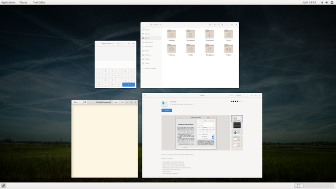 GNOME Classic näyttää avoimet ikkunat