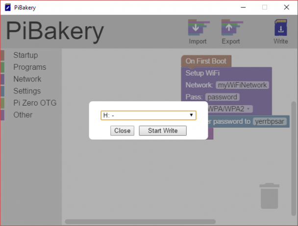 MakeUseOf Linux PiBakery kirjoita SD-kortille