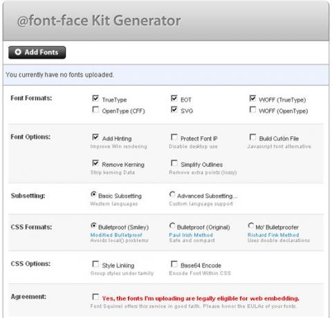 font face generaattori