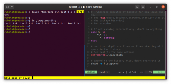 Tmux-paneelien sulkeminen