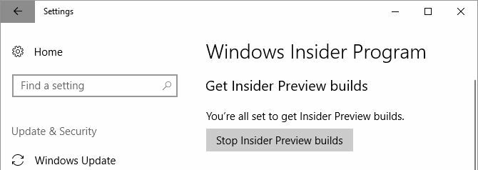 Windows 10 Stop Insider Preview -sovellus muodostetaan