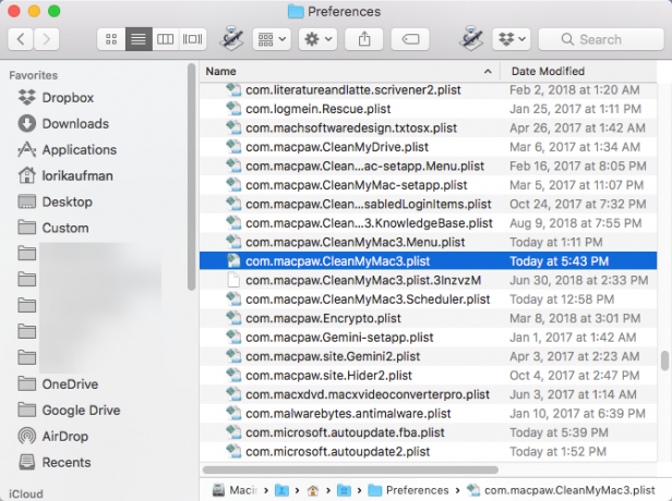 LISTA tiedostot Mac-tietokoneen Asetukset-kansiossa