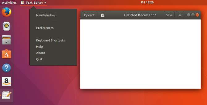 ubuntu gnome -yksikkövalikko
